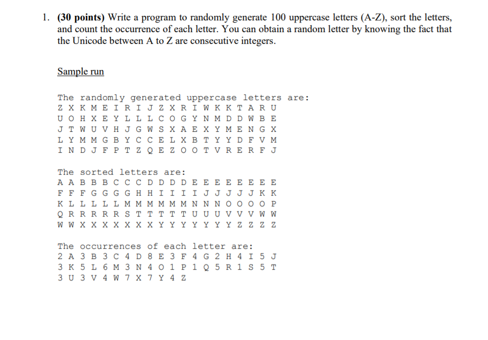 1 30 Points Write A Program To Randomly Generate Chegg Com