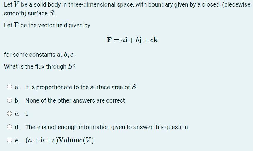 Solved Let V Be A Solid Body In Three Dimensional Space Chegg Com