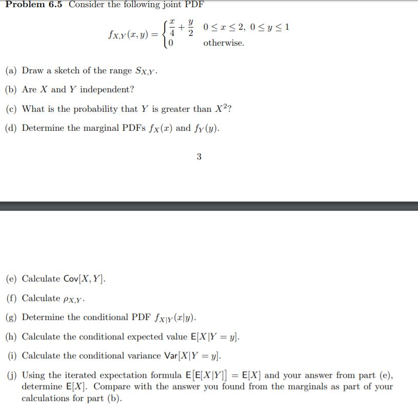 Solved Problem 6.5 Consider the following joint PDF fxy(x, | Chegg.com