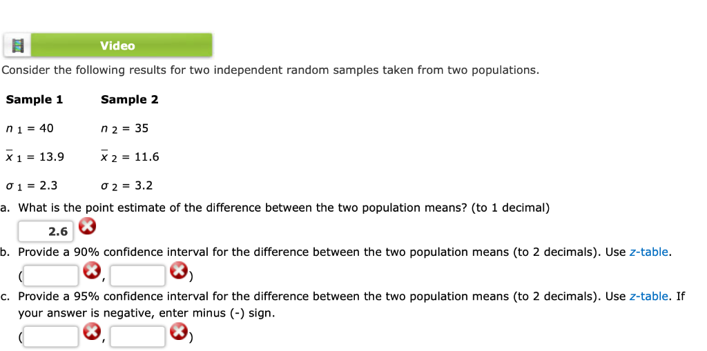 Solved Video Consider the following results for two | Chegg.com