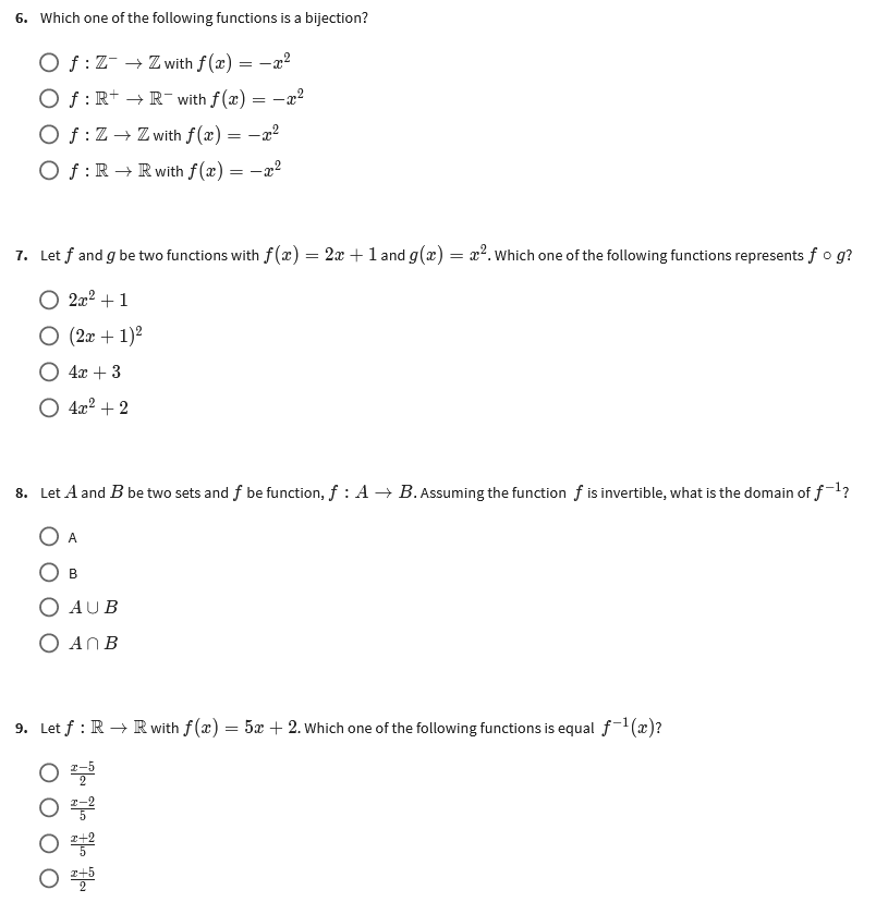 Solved 6. Which One Of The Following Functions Is A | Chegg.com