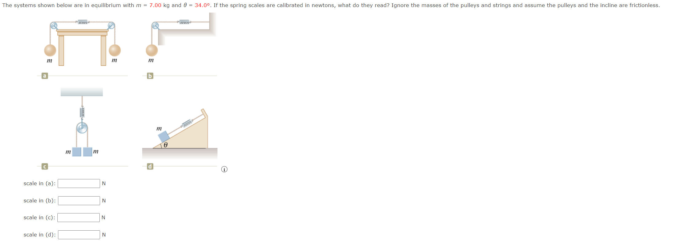 Solved The systems shown below are in equilibrium with m =