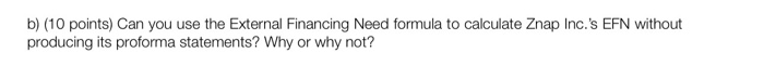 b) (10 points) Can you use the External Financing | Chegg.com