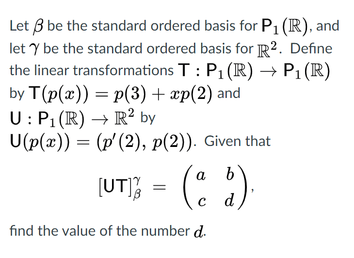 Solved Let Ss Be The Standard Ordered Basis For P1 R An Chegg Com