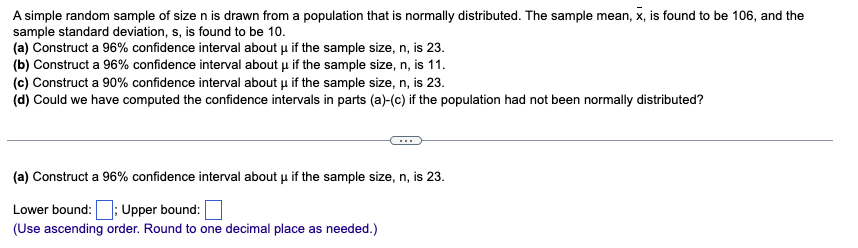 Solved A simple random sample of size n is drawn from a | Chegg.com