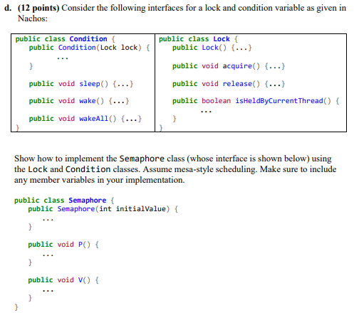 d. (12 points) Consider the following interfaces for | Chegg.com