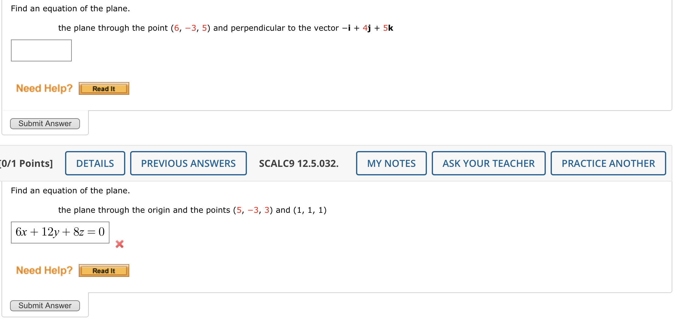 Solved Find an equation of the plane. the plane through the | Chegg.com