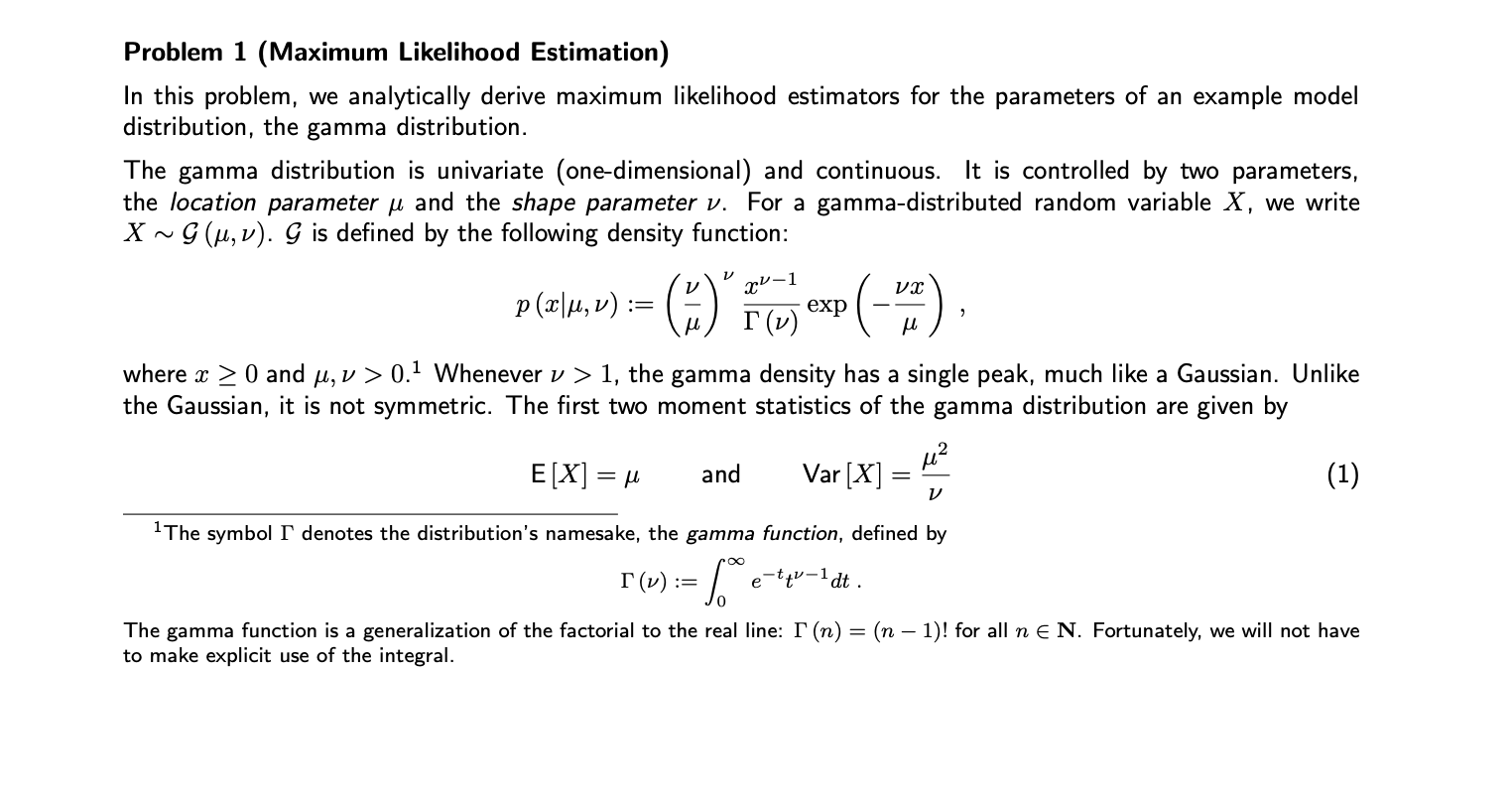 Problem 1 Maximum Likelihood Estimation In This Chegg Com