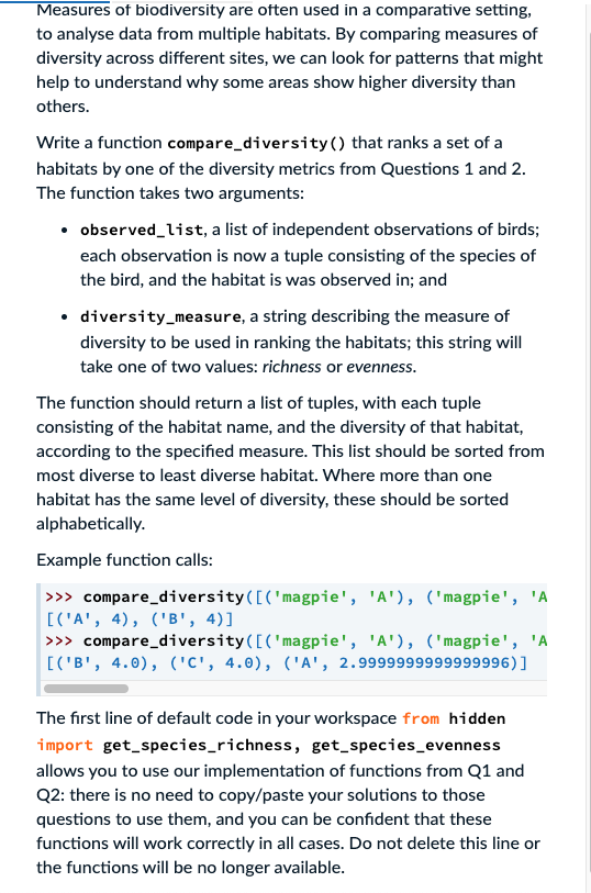 Measures of biodiversity are often used in a | Chegg.com