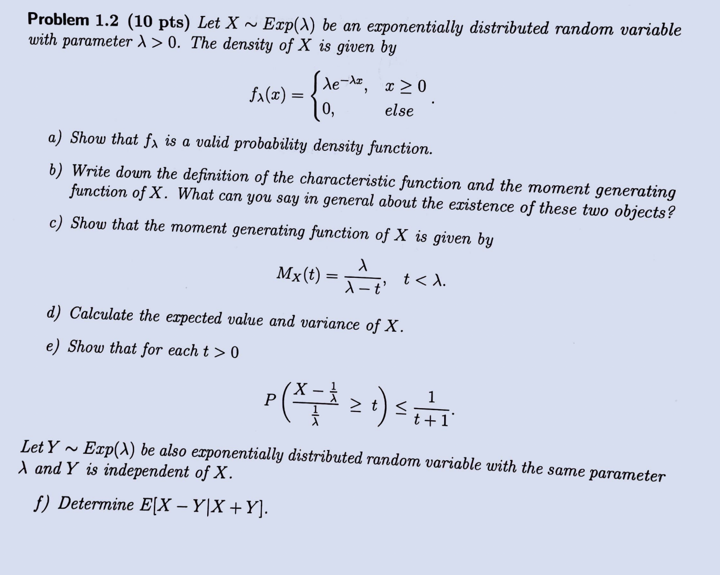 Solved Problem 1 2 10 Pts Let X∼exp λ Be An Exponentially