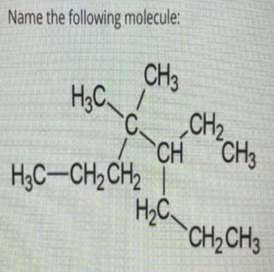 Solved Name The Following Molecule: CH3 H₃C ! C CH2 CH CHz | Chegg.com