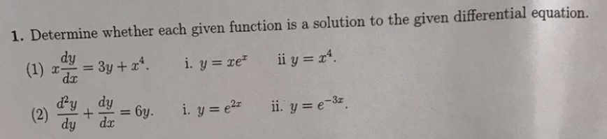 Solved 1. Determine whether each given function is a | Chegg.com