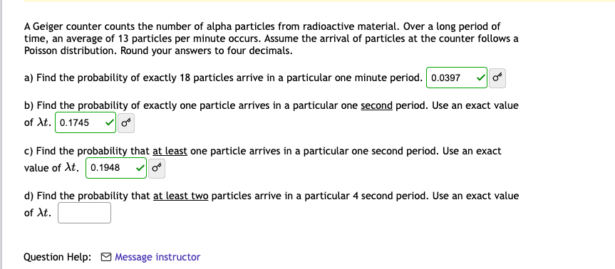 Solved A Geiger Counter Counts The Number Of Alpha Particles | Chegg.com