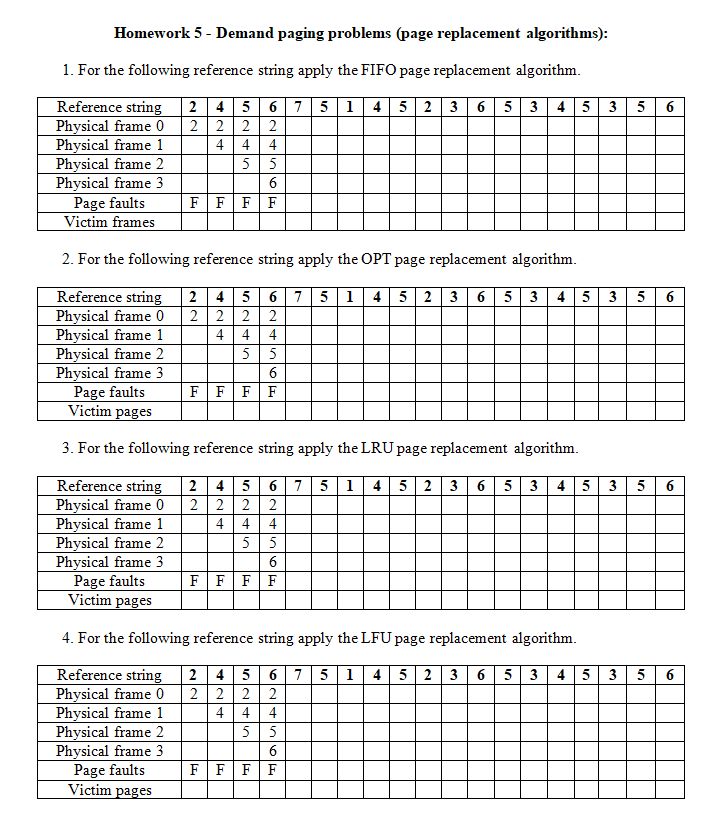 Solved Homework 5 - Demand paging problems (page replacement | Chegg.com