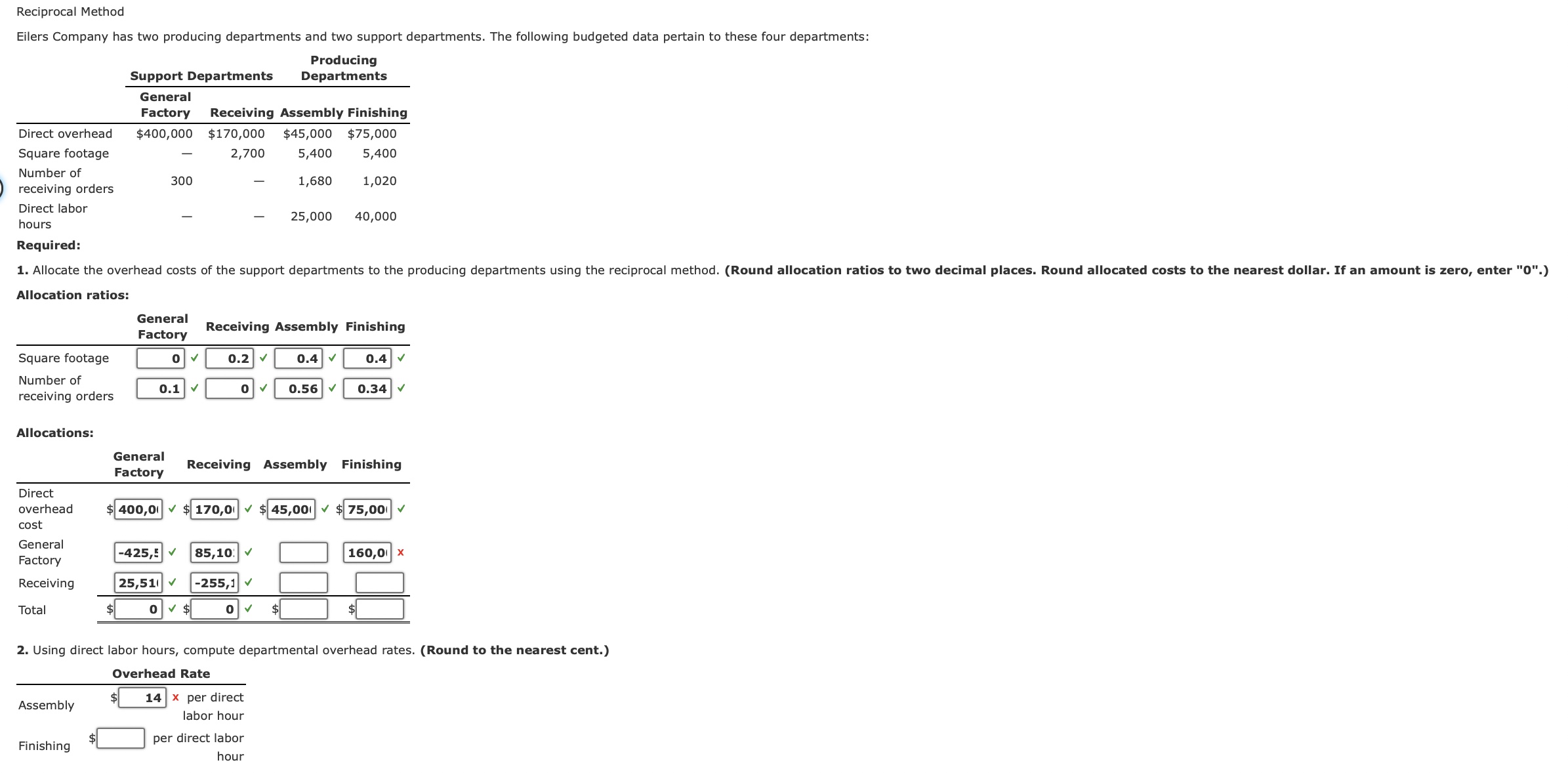 Solved Reciprocal Method Eilers Company has two producing | Chegg.com