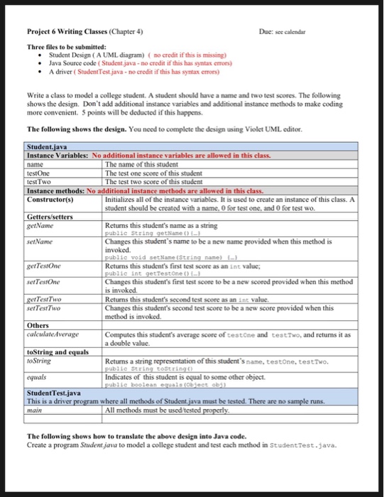 Solved Project 6 Writing Classes Chapter 4 Due See Chegg
