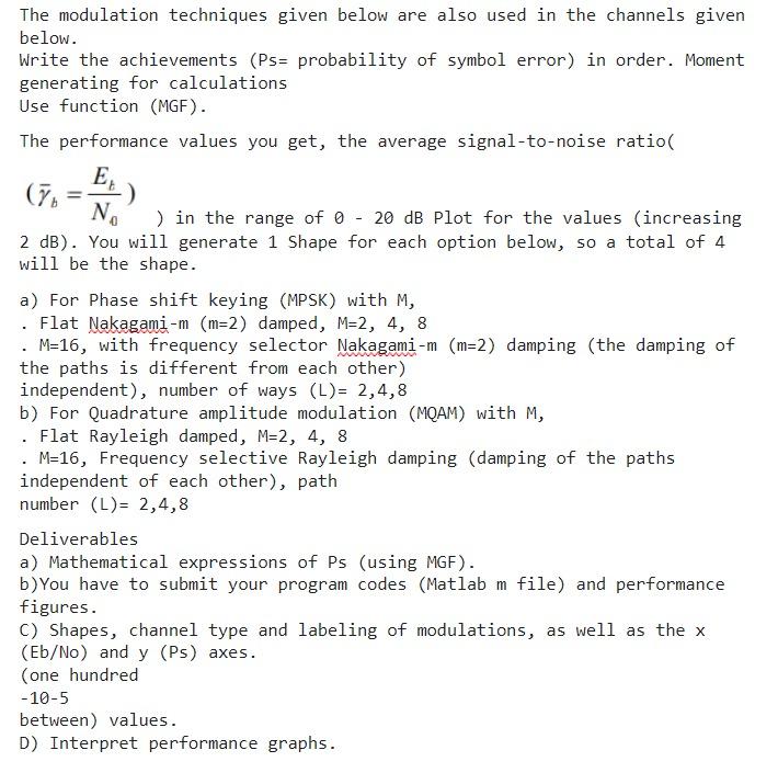 Solved The Modulation Techniques Given Below Are Also Used | Chegg.com