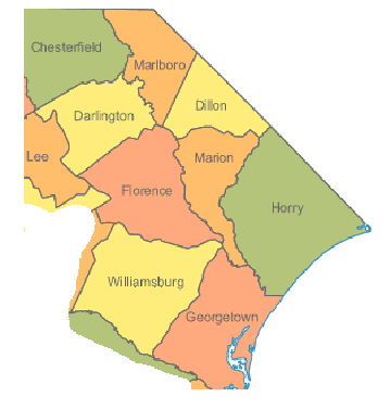 Solved The map below shows counties in eastern South | Chegg.com