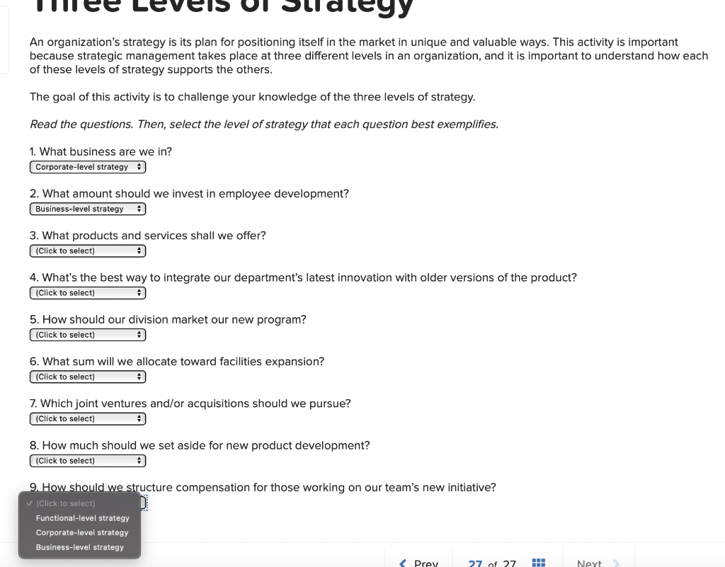 Solved An organization's strategy is its plan for | Chegg.com