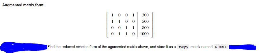 Solved Augmented matrix form: | Chegg.com