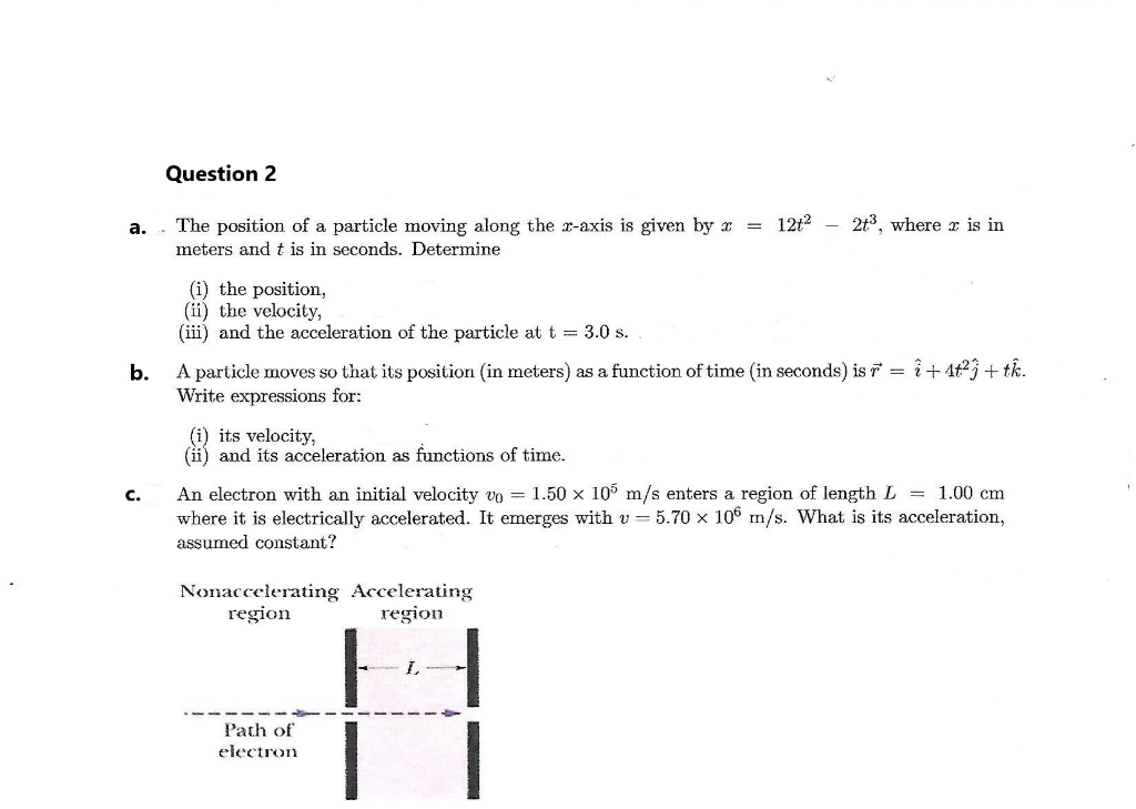 Solved Question 2 a. The position of a particle moving along | Chegg.com