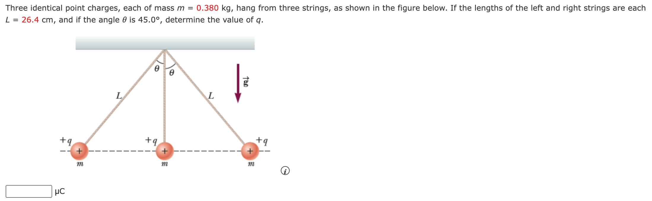 Solved Three identical point charges, each of mass m=0.380 | Chegg.com