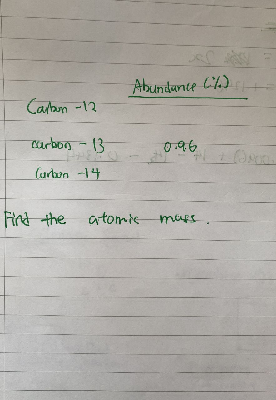 Solved Abundance () Carbon 12 carbon 130.96 Carbon 14