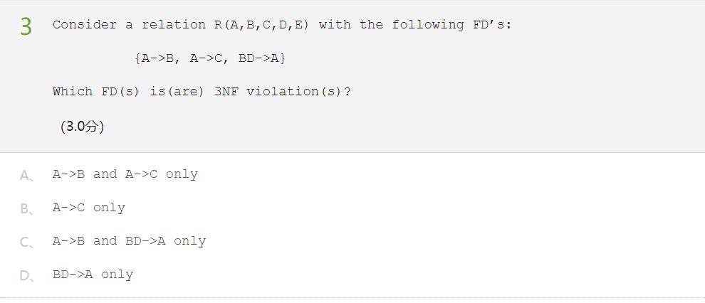 Solved 3 Consider A Relation R (A, B, C, D, E) With The | Chegg.com