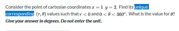 Solved Consider the point of cartesian coordinates x = 1 y= | Chegg.com