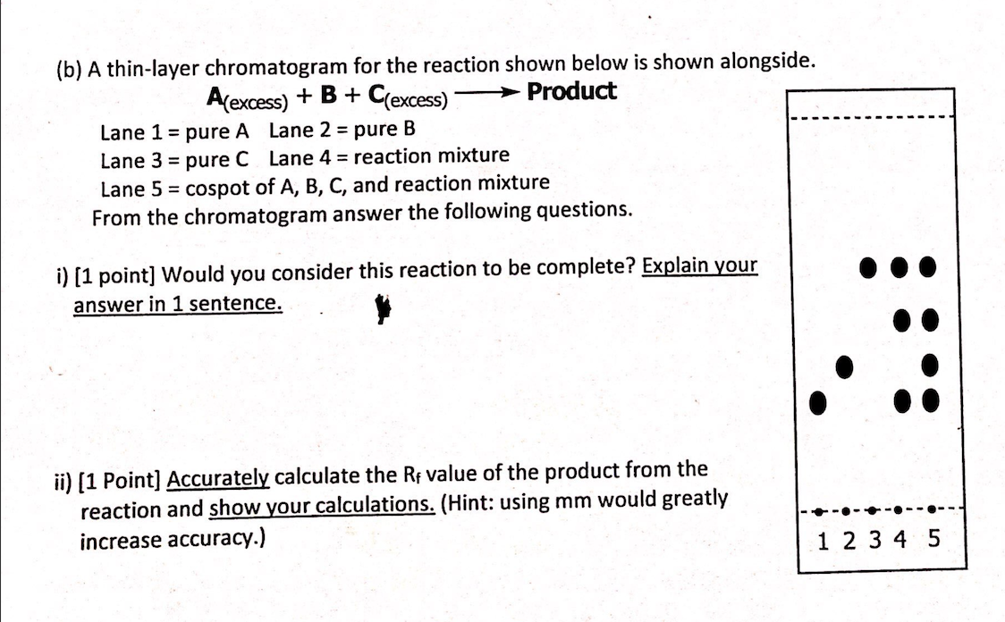 Solved (b) A Thin-layer Chromatogram For The Reaction Shown | Chegg.com