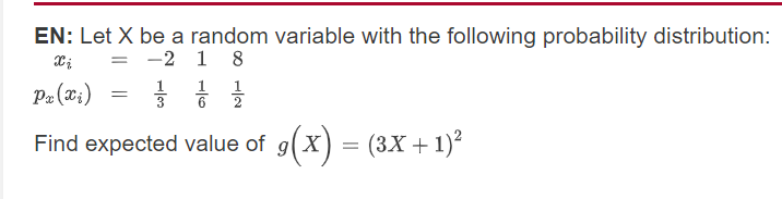 Solved EN: Let X be a random variable with the following | Chegg.com