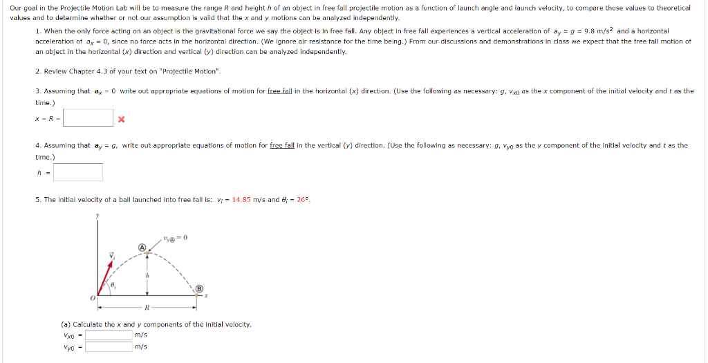 Solved Our goal in the Projectile Motion Lab will be to | Chegg.com