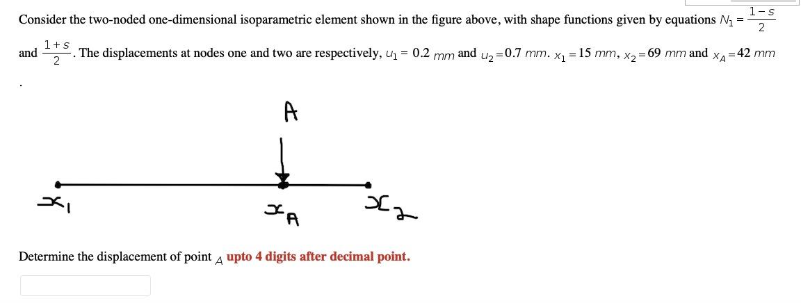 Solved 1-s Consider the two-noded one-dimensional | Chegg.com