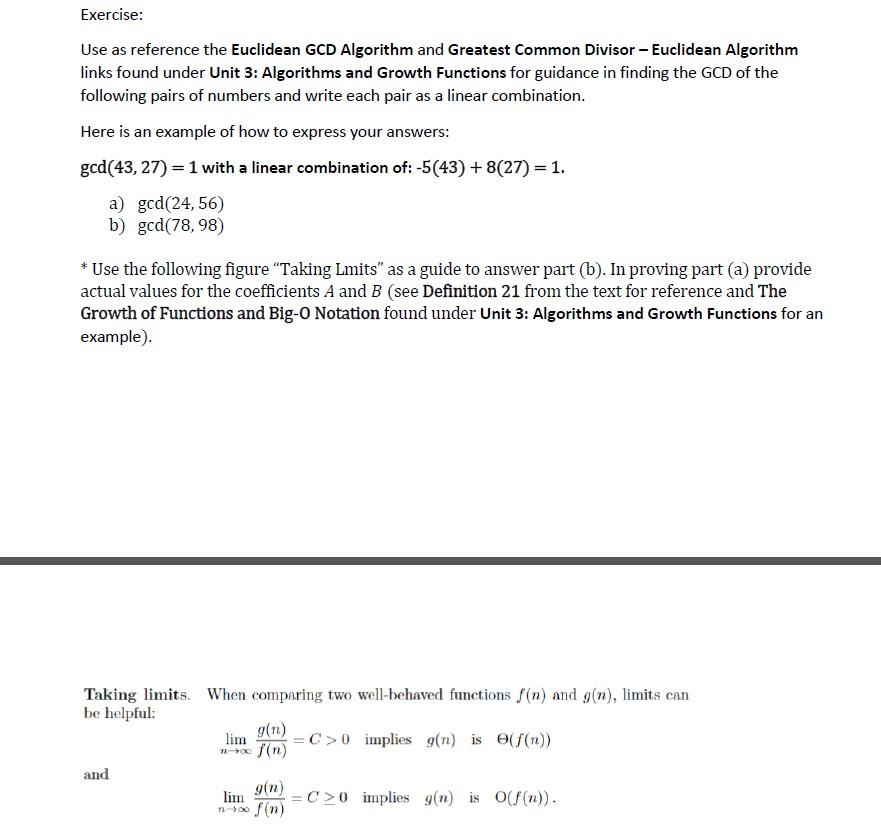 Solved Use As Reference The Euclidean GCD Algorithm And | Chegg.com