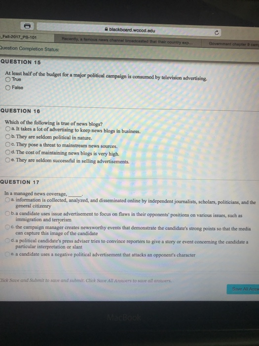 Solved 슐 blackboard.wcccd.edu Fall2017 PS101 Question