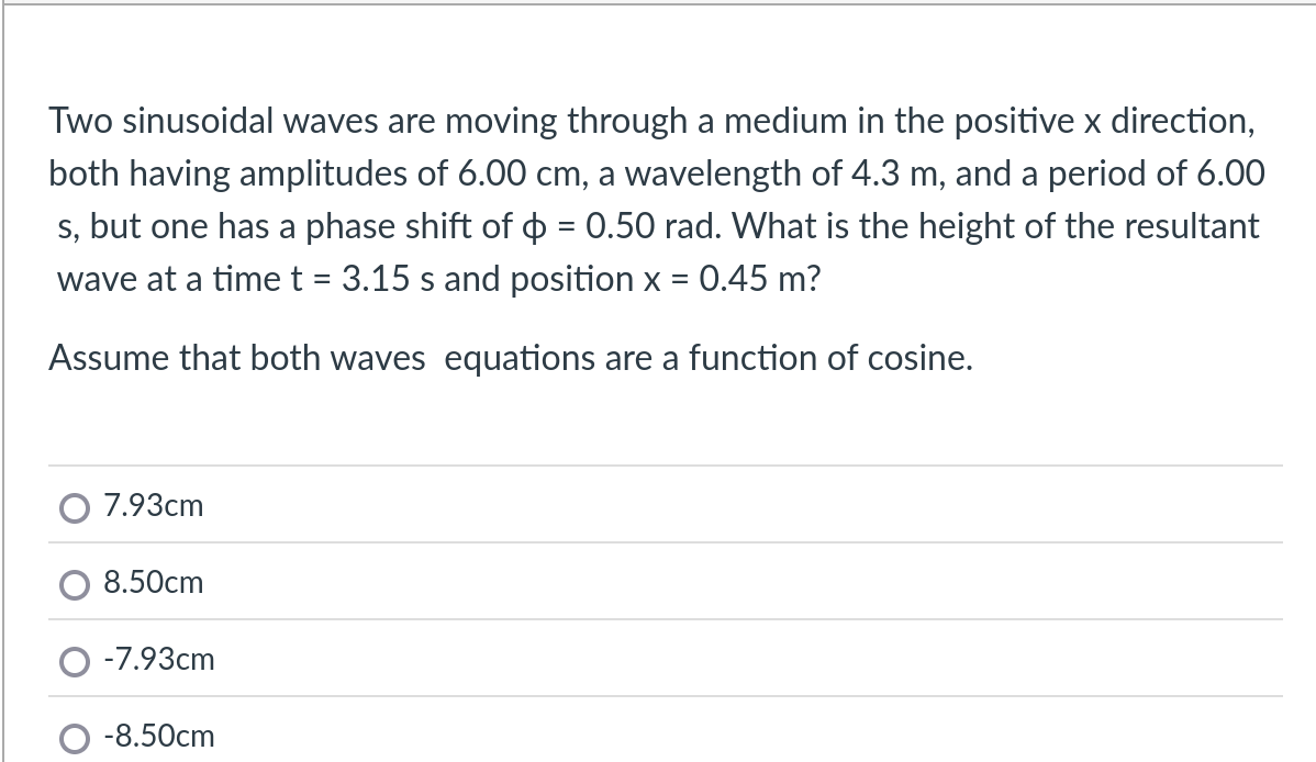 Solved Two sinusoidal waves are moving through a medium in | Chegg.com