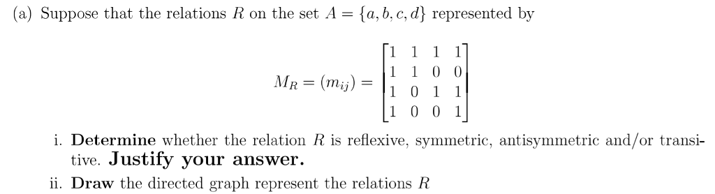 Solved (a) Suppose that the relations R on the set A a, b, | Chegg.com