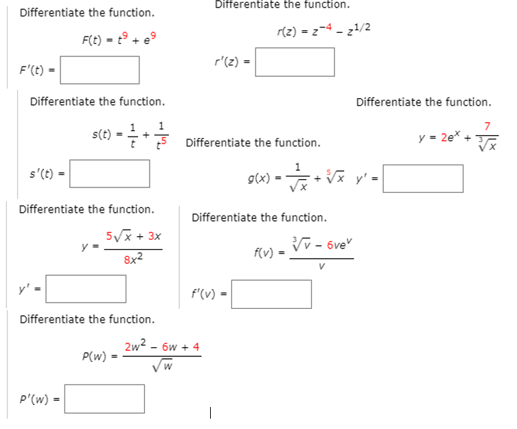 Solved Differentiate the function. Differentiate the | Chegg.com