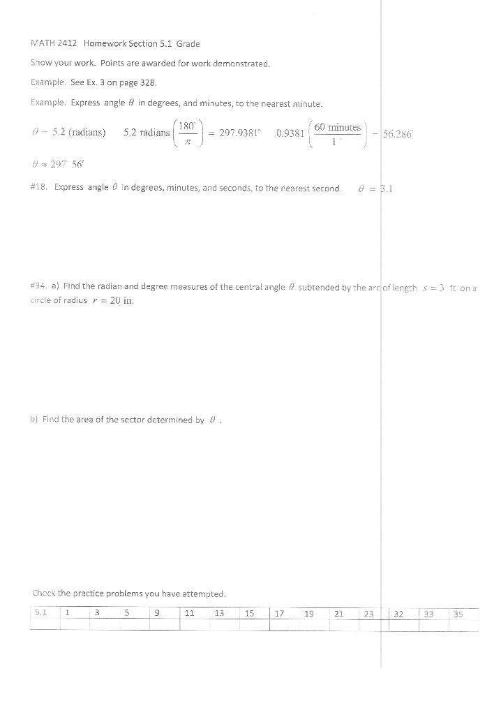 Solved MATH 2412 Homework Section 5 1 Grade Snow Your Work Chegg