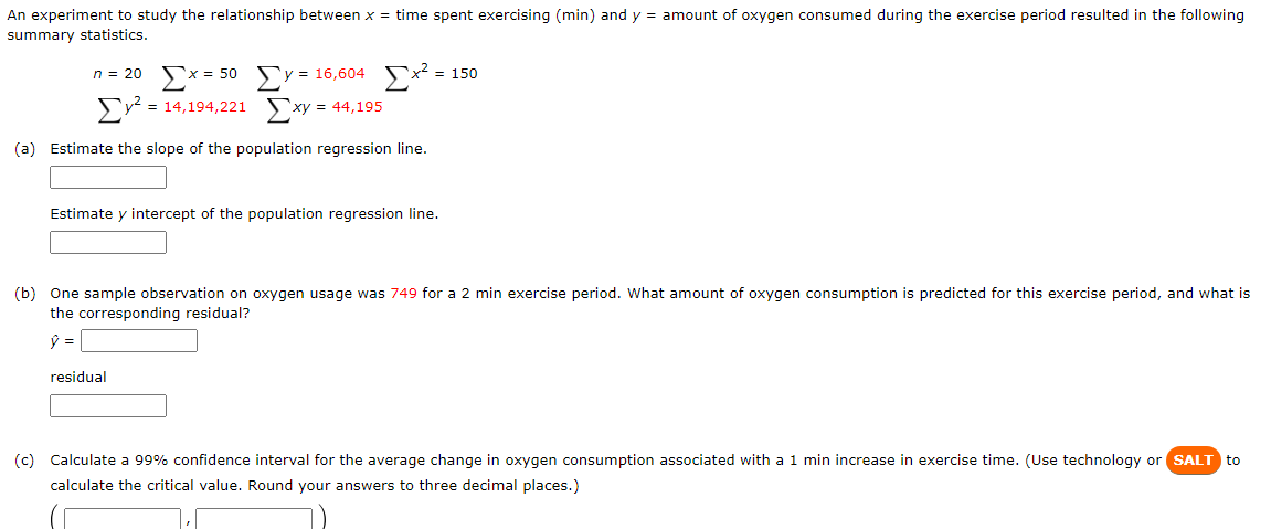 Solved An experiment to study the relationship between x = | Chegg.com