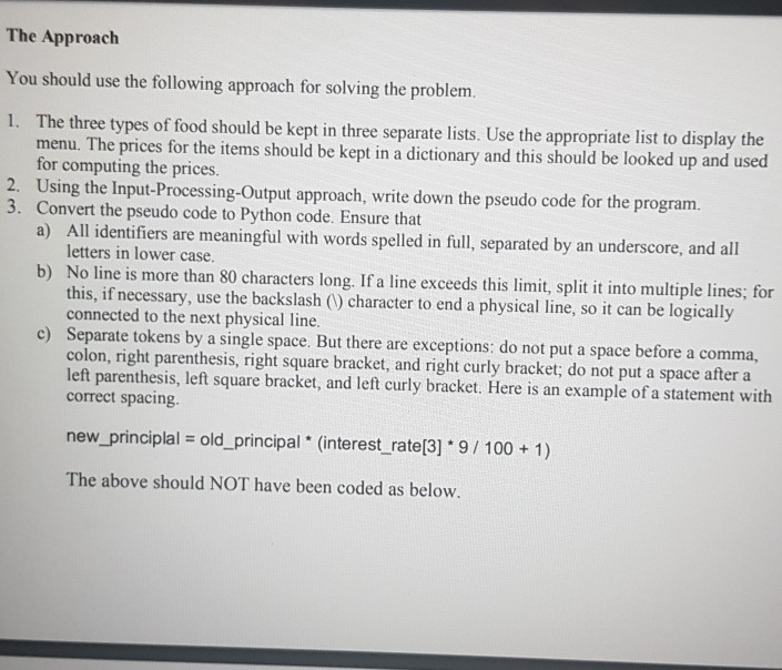 Solved Problem Statement: Create a Python program for the | Chegg.com