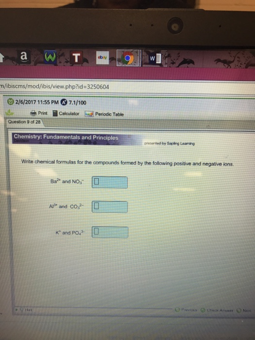 Solved Write Chemical Formulas For The Compounds Formed By 