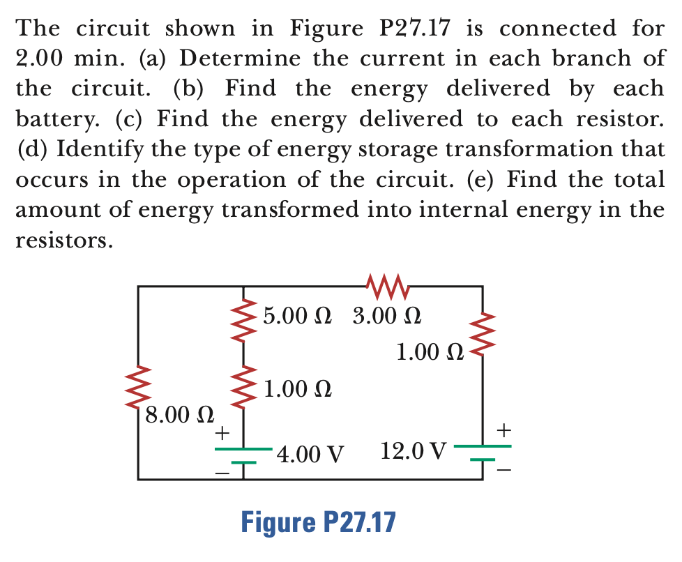 Solved The circuit shown in Figure P27.17 is connected for | Chegg.com