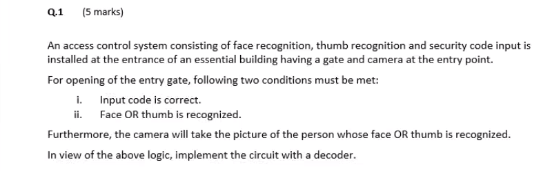 Solved Q.1 (5 marks) An access control system consisting of | Chegg.com