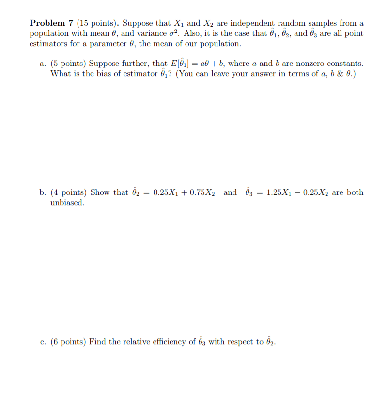 Solved Problem 7 (15 points). Suppose that X1 and X, are | Chegg.com