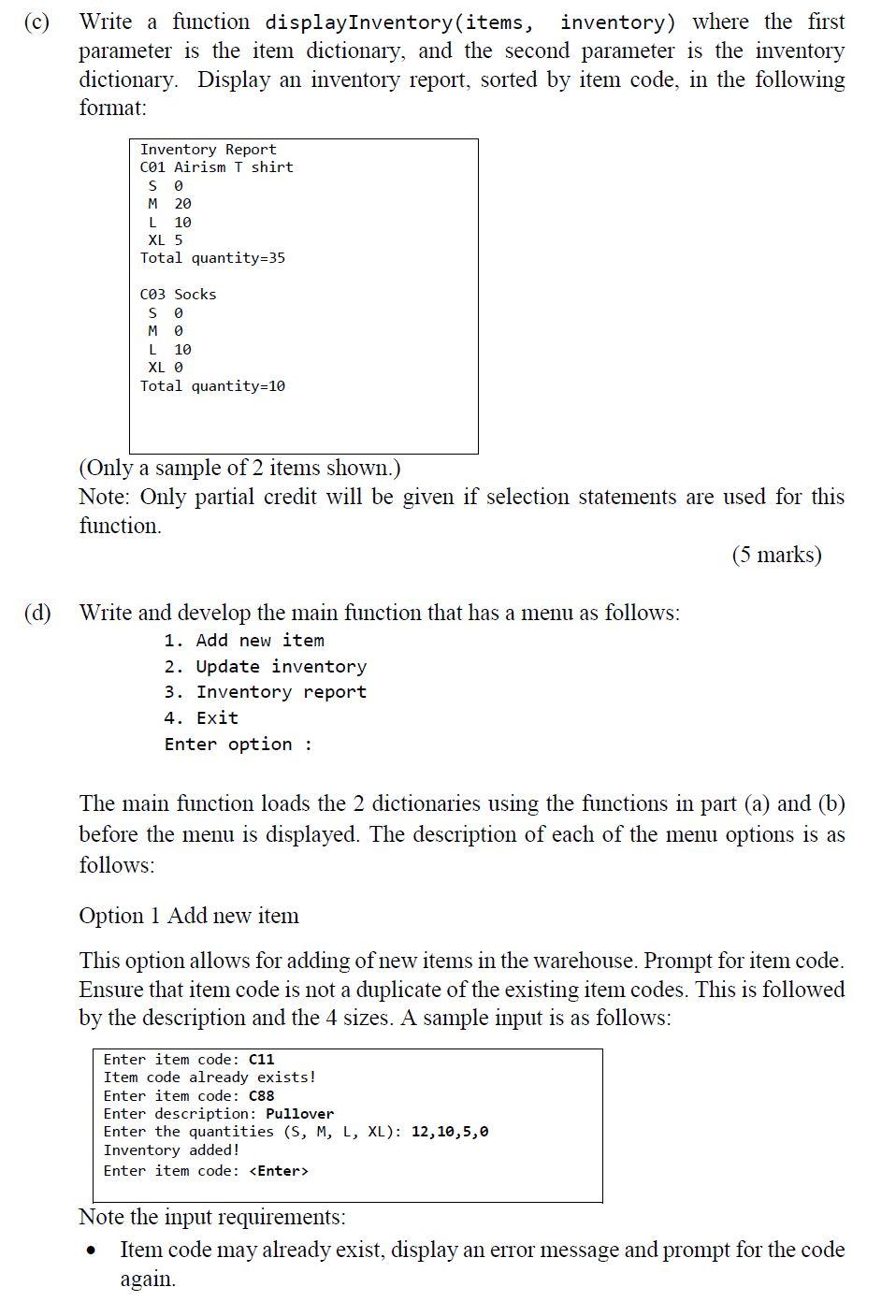 Solved Question 4 (25 marks) A clothing store maintains | Chegg.com