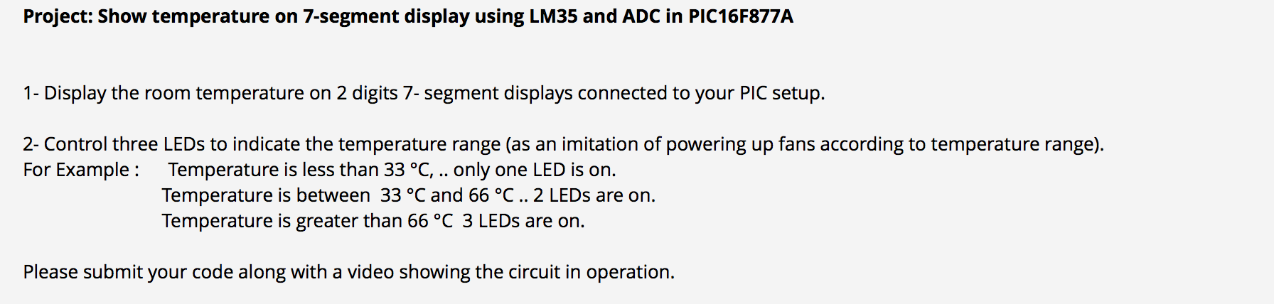 Solved Project: Show temperature on 7-segment display using | Chegg.com