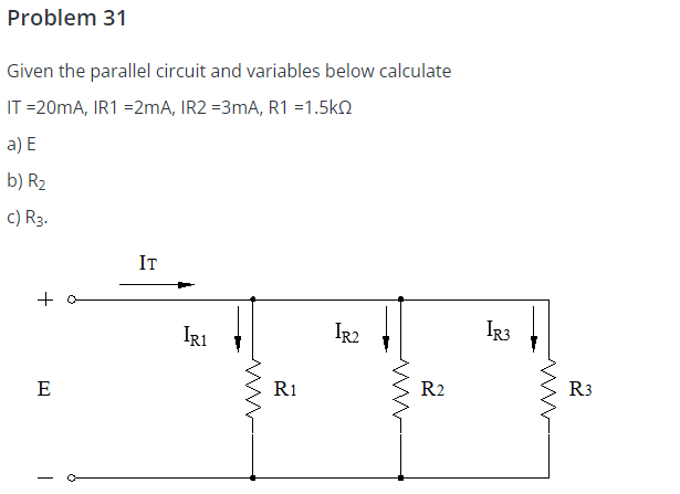 Solved Given the parallel circuit and variables below | Chegg.com