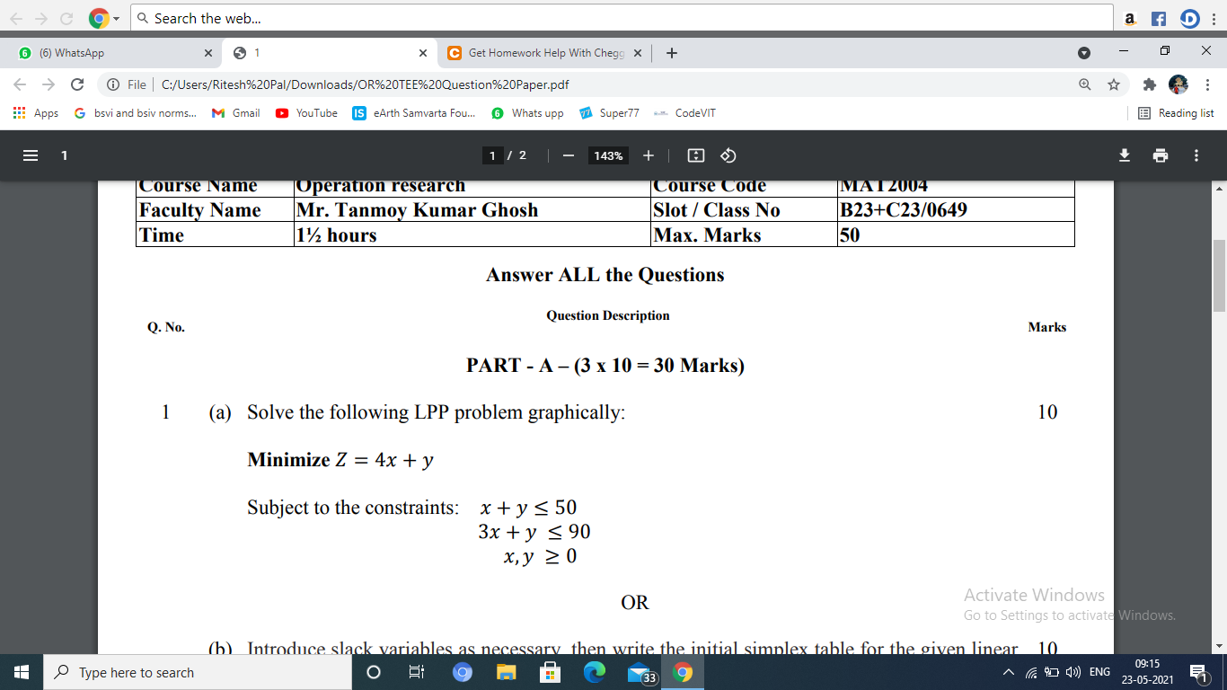 Solved Q Search The Web Af 6 6 Whatsapp 1 H C Get Chegg Com
