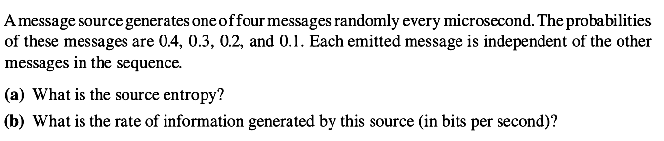 Solved A message source generates one of four messages | Chegg.com
